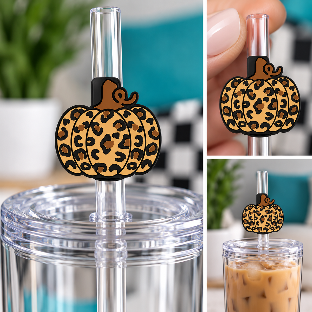 Leopard Pumpkin Straw Charm