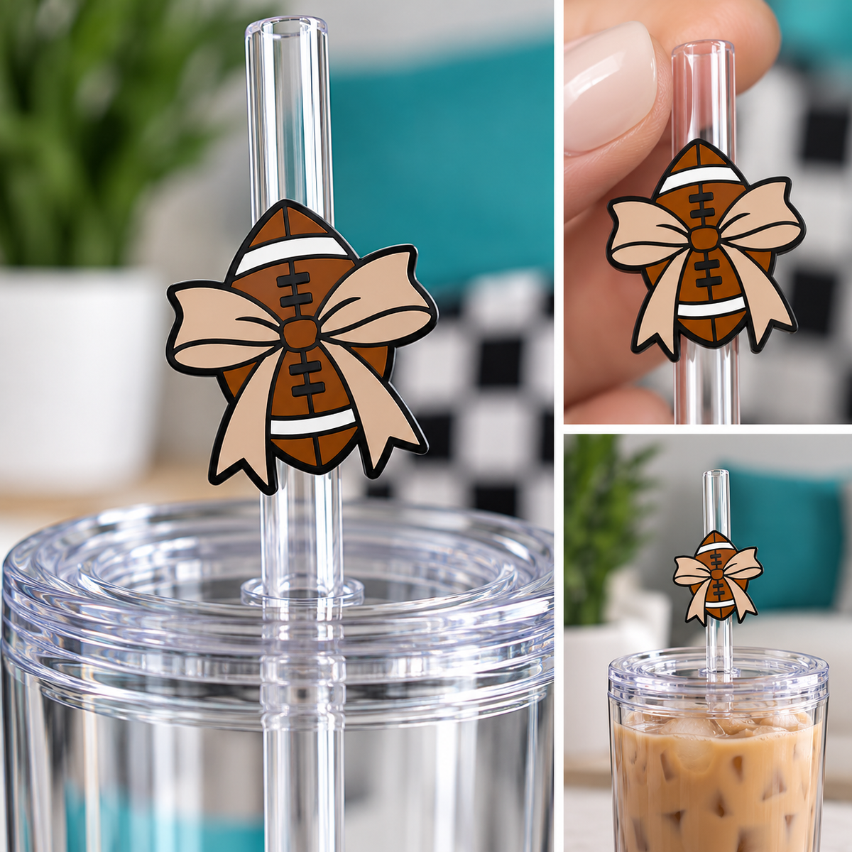 Football Coquette Straw Charm