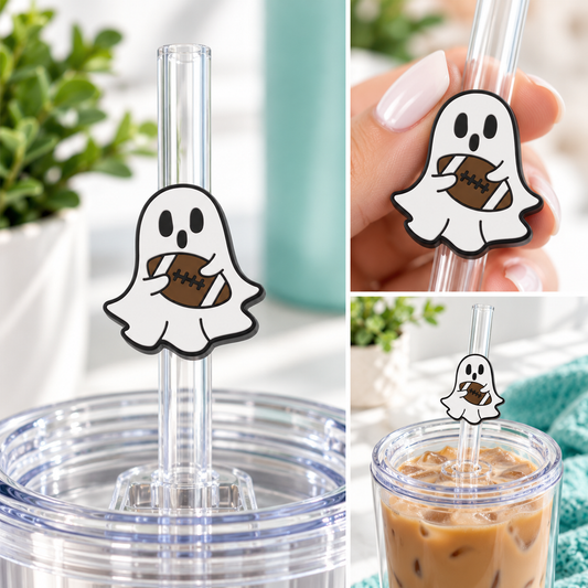 Ghosty Football Straw Charm