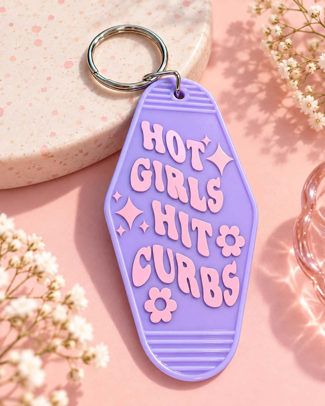 Hot Girls Hit Curbs Keychain