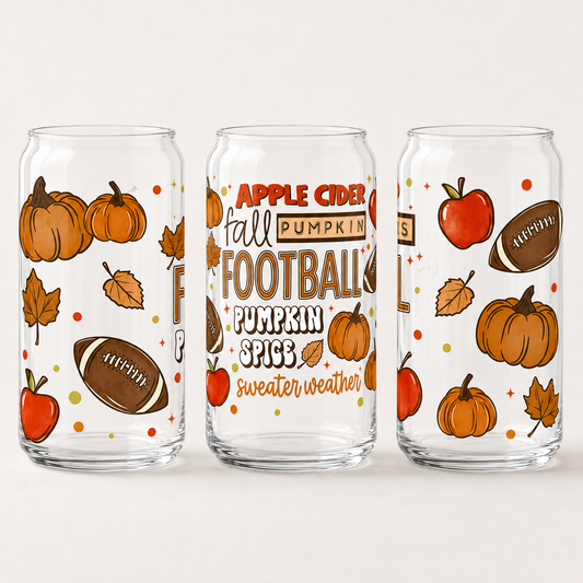 Fall Vibes Apple Cider Pumpkin Football Tumbler